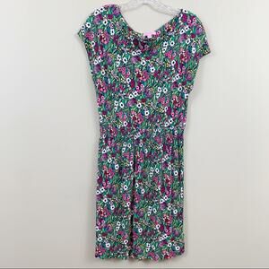 Lilly Pulitzer Floral Green/Pink Knit A-Line Dress